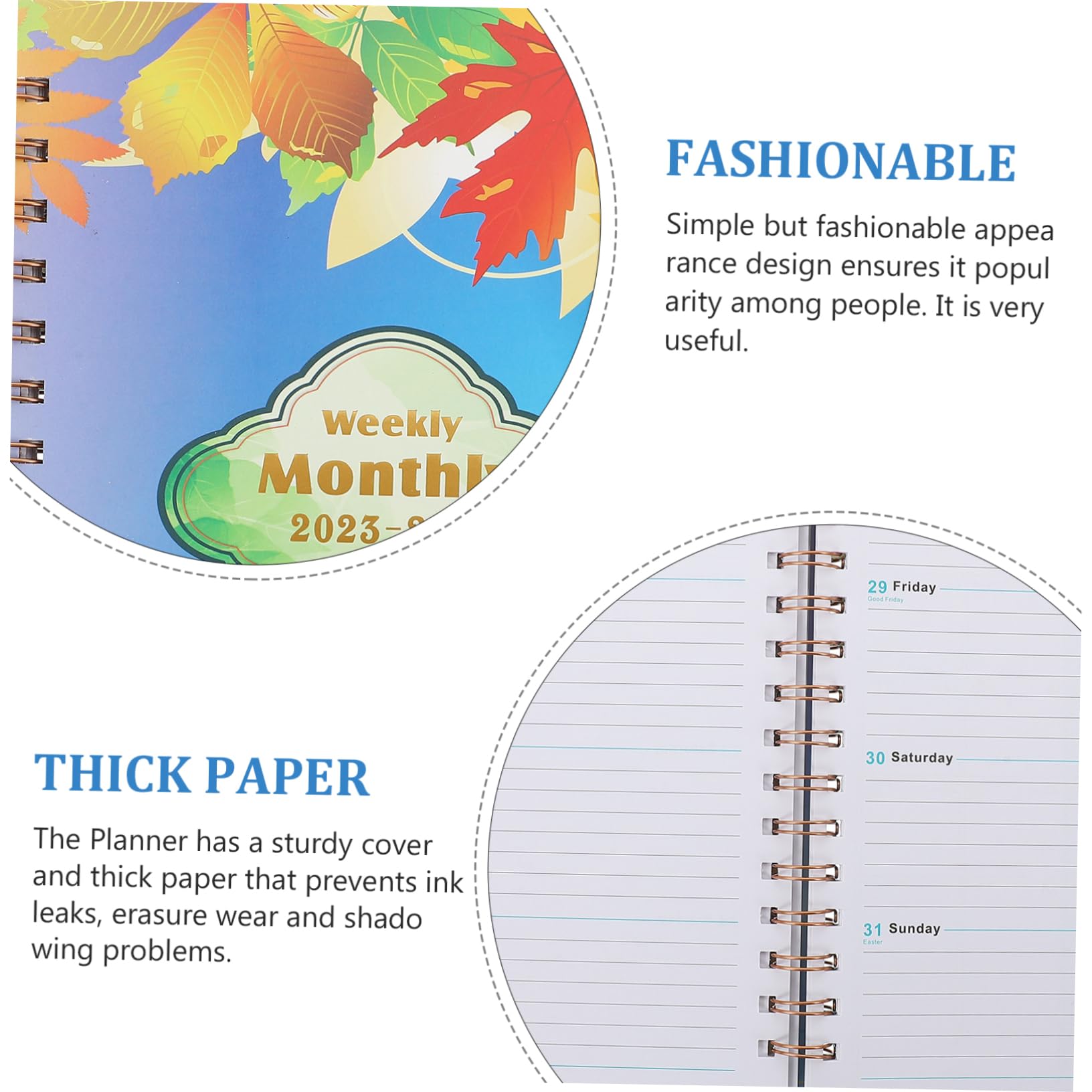 MAGICLULU 2pcs 2023 Agenda Book Note Pads Home Supply English Note Taking Book Spiral Academic Planner Daily Planner Notebook Schedule Notebooks Planners Paper Calendar Book Office Household