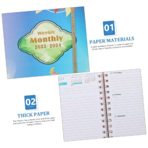 MAGICLULU 2pcs 2023 Agenda Book Note Pads Home Supply English Note Taking Book Spiral Academic Planner Daily Planner Notebook Schedule Notebooks Planners Paper Calendar Book Office Household