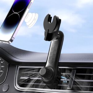 car phone holder for socket mount, air vent car phone holder for pop grip [never blocking] ac vent clip phone mount 360° adjustable works with popsocket car mount for iphone samsung all smartphones