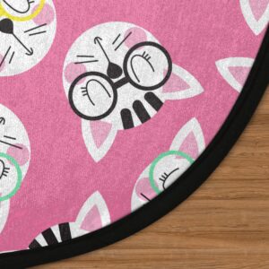 Tavisto 3 Ft Cat Background Round Desk Chair Mat Non-Slip Soft Desk Floor Mat Washable Floor Mat for Office Living Room Bedrooms Laundry Room Foyer Doorway