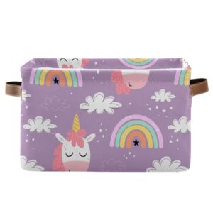unicorn rainbow cloud storage basket collapsible storage bins cubes box toy chest fabric clothes hamper gift baskets for shelves office home nursery shoes with leather handles