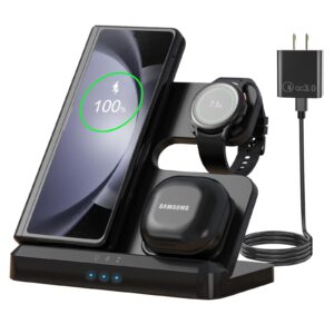 wireless charger for samsung,3 in 1 fast wireless charging station for samsung galaxy s24 s23 ultra s23 s22 z fold5/4 z flip5/4,wireless watch charger galaxy watch 6 classic 5pro/4,galaxy buds black