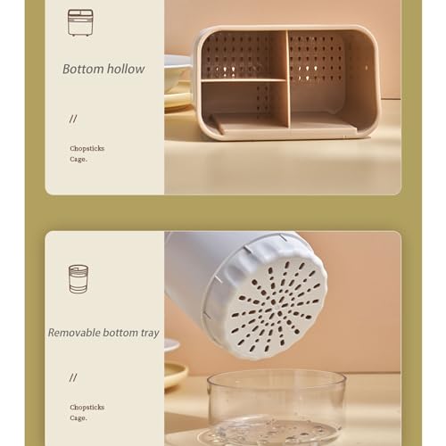 Dxcaicc Kitchen Utensil Holder,Tableware Storage Organizer,Chopstick Basket Storage Rack with compartments,Tableware Storage Box Multifunctional Plastic Drainage,B