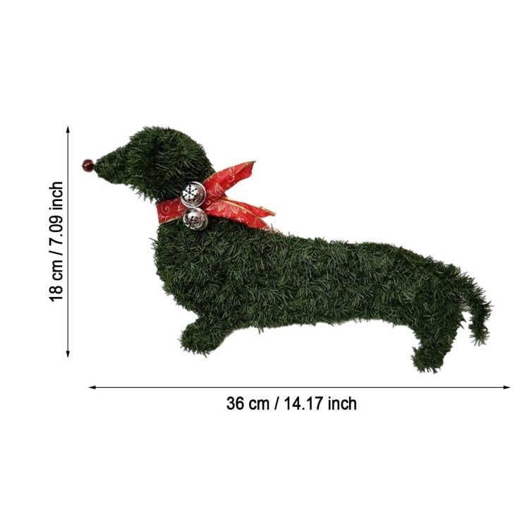 Sausage Dog Wreath Artificial Branches Green Leaves Garland for Front Door Seasonal Handcrafted Wreath Wall Door Hanger for Christmas Garland Home Outdoor Garden Decorati (One Size, A)