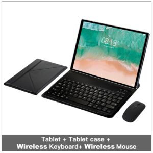 FHD 10.1in 2 in 1 Tablet with Keyboard Mouse, with 4GB RAM 64GB ROM, Dual Camera, 5G WiFi, Office Tablet, for Android 12 (US Plug)