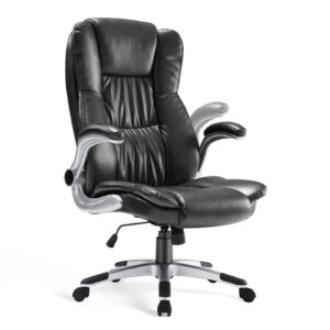 big and tall office chair ergonomic desk chair with arms adjustable height high back lumbar support computer chair comfortable leather black executive chair