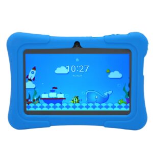 7 inch tablet for android 10.0, 32gb rom quad core for android 10 tablet, wifi, bluetooth, dual camera, with soft silicone, for learning, watching and playing games (us plug)