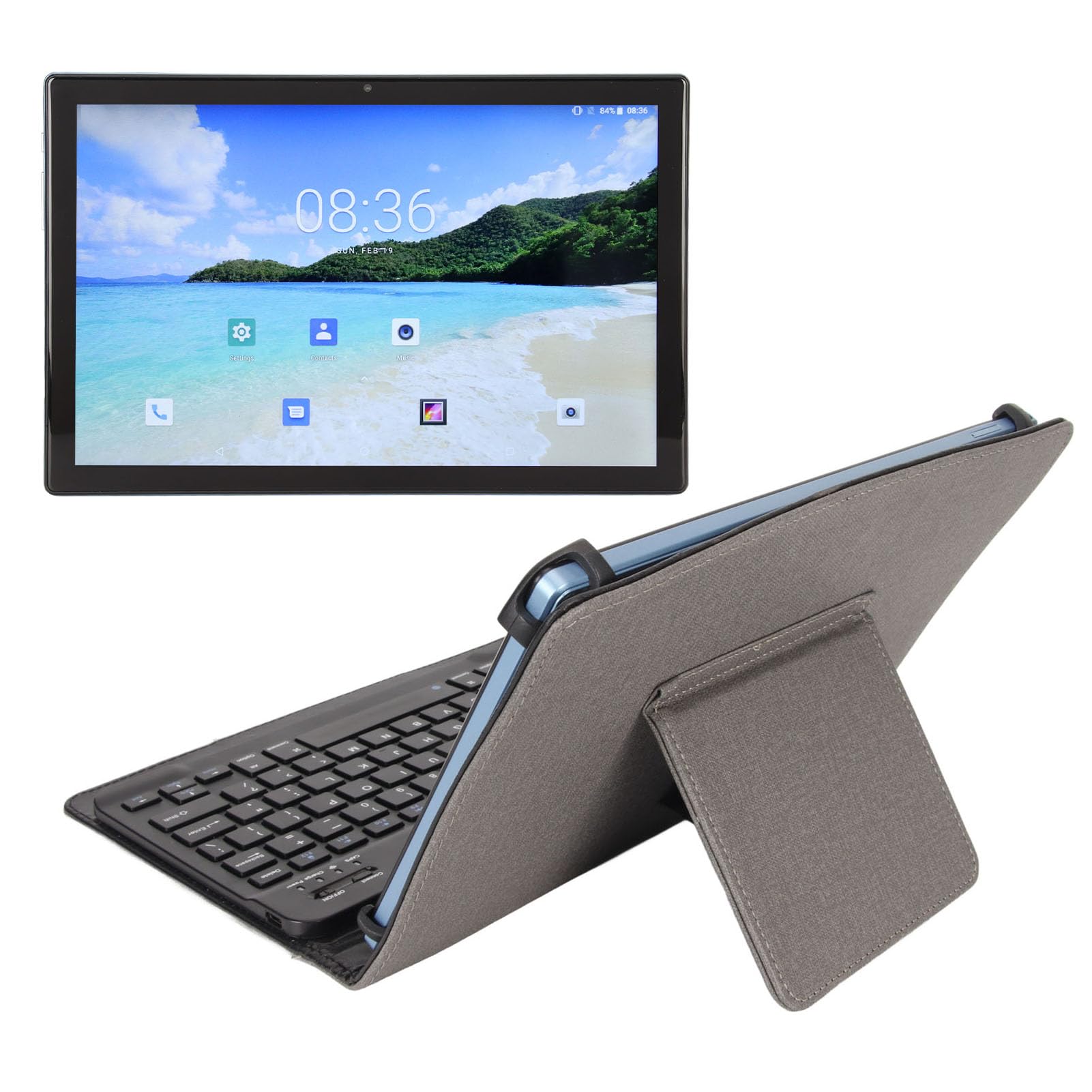 10.1in Tablet with Case Keyboard Mouse, 8 Core 8GB 256GB, FHD Screen, 7000mAh Battery, BT Keyboard Mouse, 4G, Blue (US Plug)