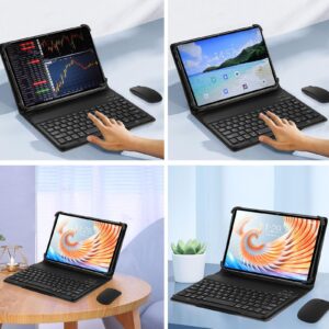 10.1in Tablet with Case Keyboard Mouse, 8 Core 8GB 256GB, FHD Screen, 7000mAh Battery, BT Keyboard Mouse, 4G, Blue (US Plug)