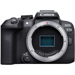 Canon EOS R10 Mirrorless Camera (Body Only) + TTL Flash + 2pc 64GB Memory Cards + Backpack Camera Case & More (Renewed)