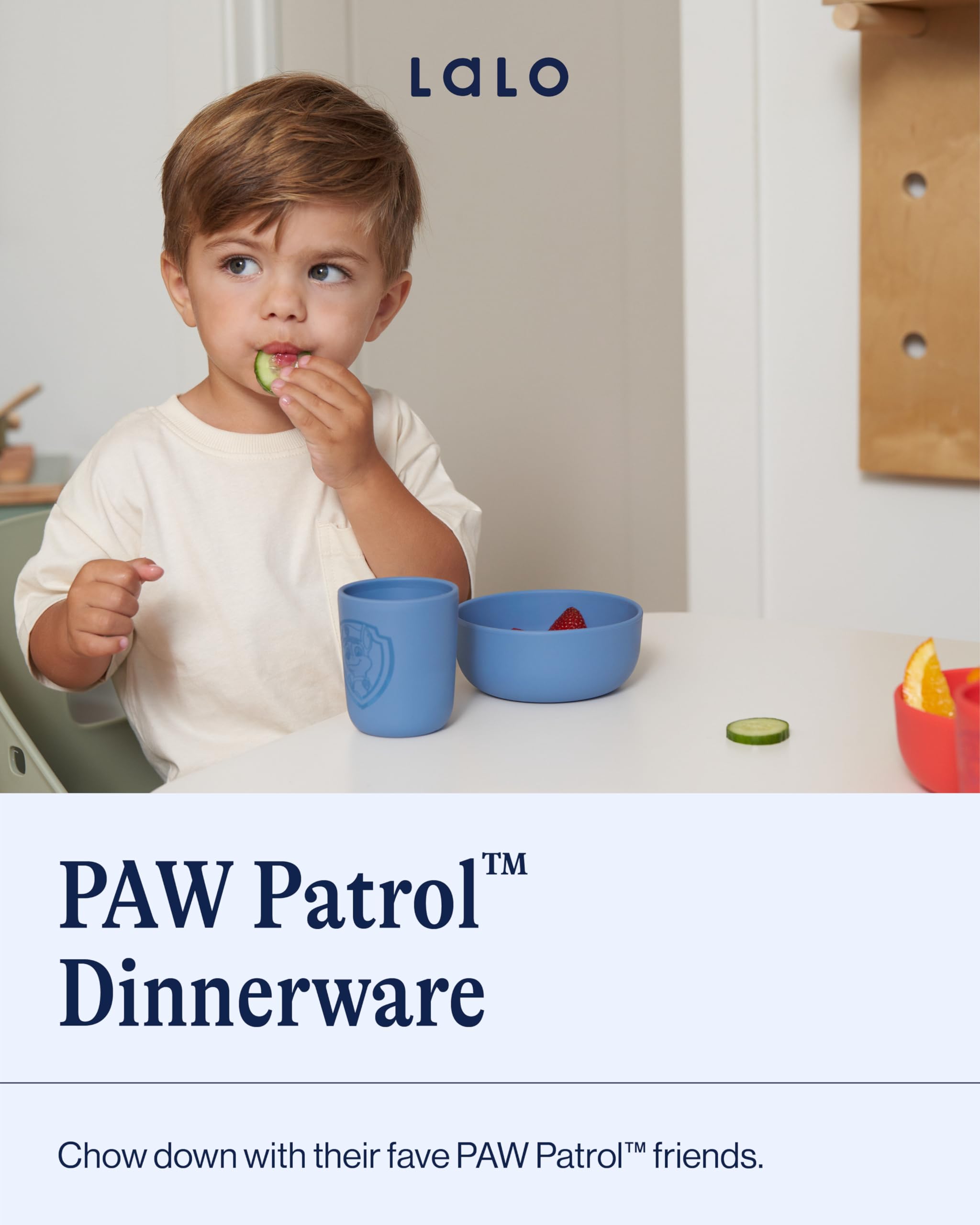 Lalo PAW Patrol Dinnerware Sets for Toddlers and Kids - Dishwasher Safe Tableware, BPA Free, Kids Dishes - Includes Bowl, Plate & Cup - 3 Pieces - Chase