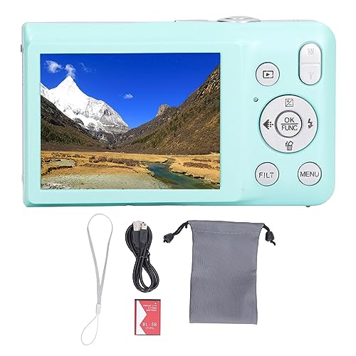 8K Digital Camera, 1080P FHD Vlogging Camera with 2.7 Display, Auto Focus Selfie Camera with 20 Beauty Filters, Mini Compact Camera for Kids Teens Adult Beginner (Green)