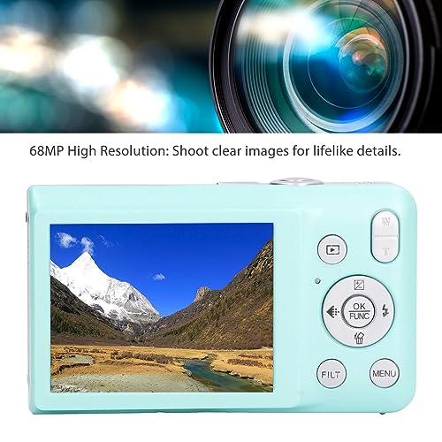 8K Digital Camera, 1080P FHD Vlogging Camera with 2.7 Display, Auto Focus Selfie Camera with 20 Beauty Filters, Mini Compact Camera for Kids Teens Adult Beginner (Green)