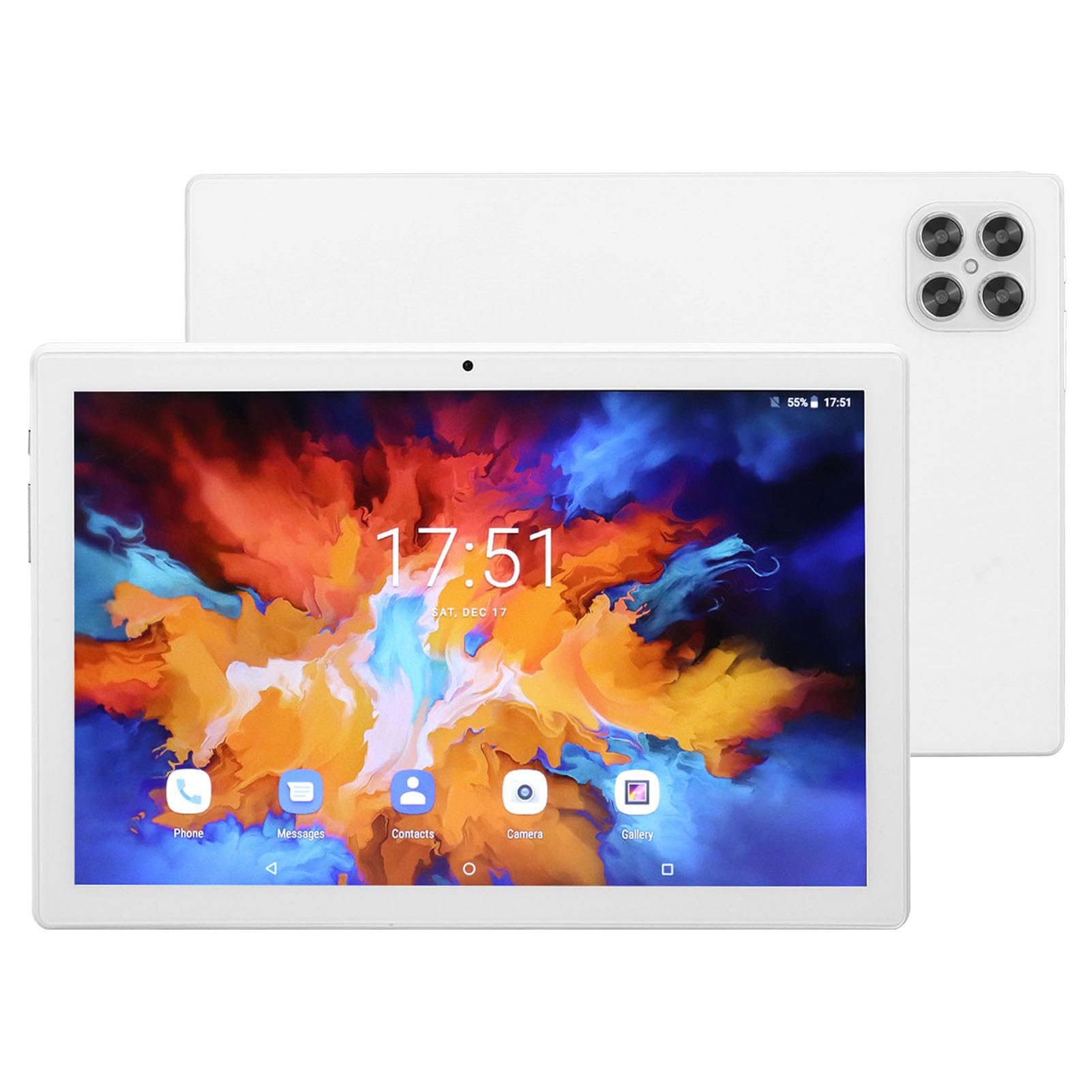 2 in 1 Tablet with Keyboard, 10.1 inch Android 11 Tablet PC, 12GB+256GB, MT6755 8 Core, 5G WiFi 4G LTE Calling Tablet, with BT Earbuds (White Cat)