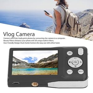 8K Digital Camera, 1080P FHD Vlogging Camera with 2.7 Display, Auto Focus Selfie Camera with 20 Beauty Filters, Mini Compact Camera for Kids Teens Adult Beginner (Black)