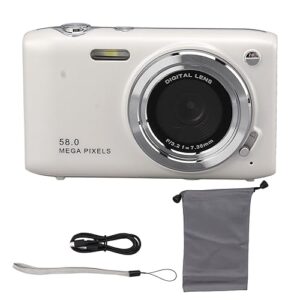 Teens Small Camera, 58MP 2.88 Inch IPS Screen 4K Digital Camera Automatic Beauty Mode 16X Zoom Slim and Lightweight for Vlogging (White)