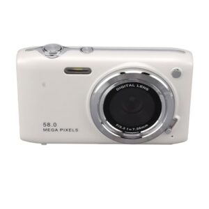 Teens Small Camera, 58MP 2.88 Inch IPS Screen 4K Digital Camera Automatic Beauty Mode 16X Zoom Slim and Lightweight for Vlogging (White)