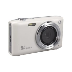 4K Digital Camera, Slim and Lightweight 58MP Autofocus Automatic Beauty Mode Teens Small Camera 2.88 Inch IPS Screen 16X Zoom for Travel (White)