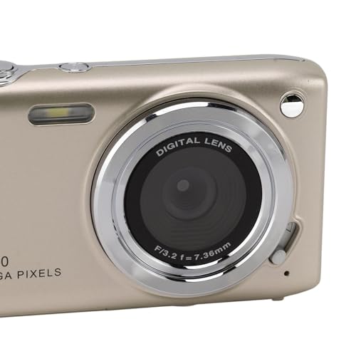 Teens Small Camera, 58MP 2.88 Inch IPS Screen 4K Digital Camera Automatic Beauty Mode 16X Zoom Slim and Lightweight for Vlogging (Gold)