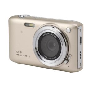 4K Digital Camera, 16X Zoom Compact Camera for Travel (Gold)