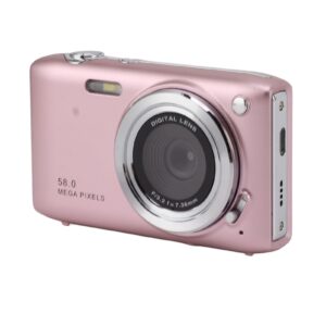 4k digital camera, 2.88 inch ips screen, slim and lightweight auto focus teen small camera, 58mp auto exposure for travel (pink)