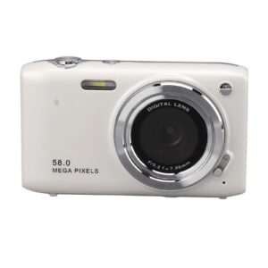 4k digital camera, 2.88 inch ips screen, slim and lightweight auto focus teen small camera, 58mp auto exposure for travel (white)