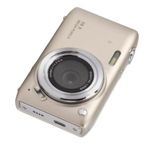 Teens Small Camera, 58MP Slim and Lightweight Automatic Beauty Mode 4K Digital Camera Automatic Exposure Autofocus for Travel (Gold)