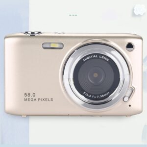 4K Digital Camera, Compact Camera Automatic Exposure Slim and Lightweight for Vlogging (Gold)