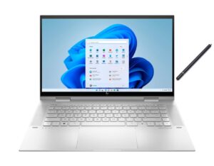 hp envy 2-in-1 15.6" touch screen laptop | intel core i7-1260p processor | intel iris xe graphics | 32gb ram | 2tb ssd | backlit | fingerprint reader | windows 11 home | bundle with stylus pen