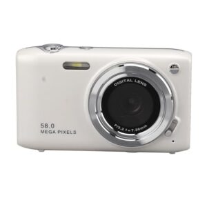 4k digital camera, compact camera automatic exposure slim and lightweight for vlogging (white)