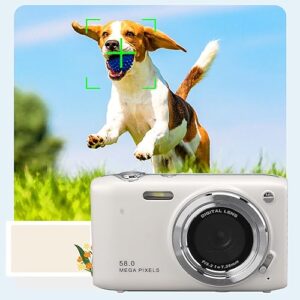4K Digital Camera, Compact Camera Automatic Exposure Slim and Lightweight for Vlogging (White)