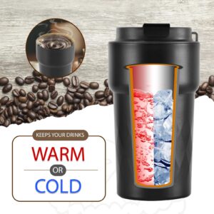 Travel Coffee Mug Spill Proof 16oz, Insulated Coffee Mug to Go, Thermo Hot Coffee Tumbler, Reusable Coffee Travel Mug with Seal Lid, Vacuum Stainless Steel Coffee Cups for Hot/Ice Coffee Tea (Purple)