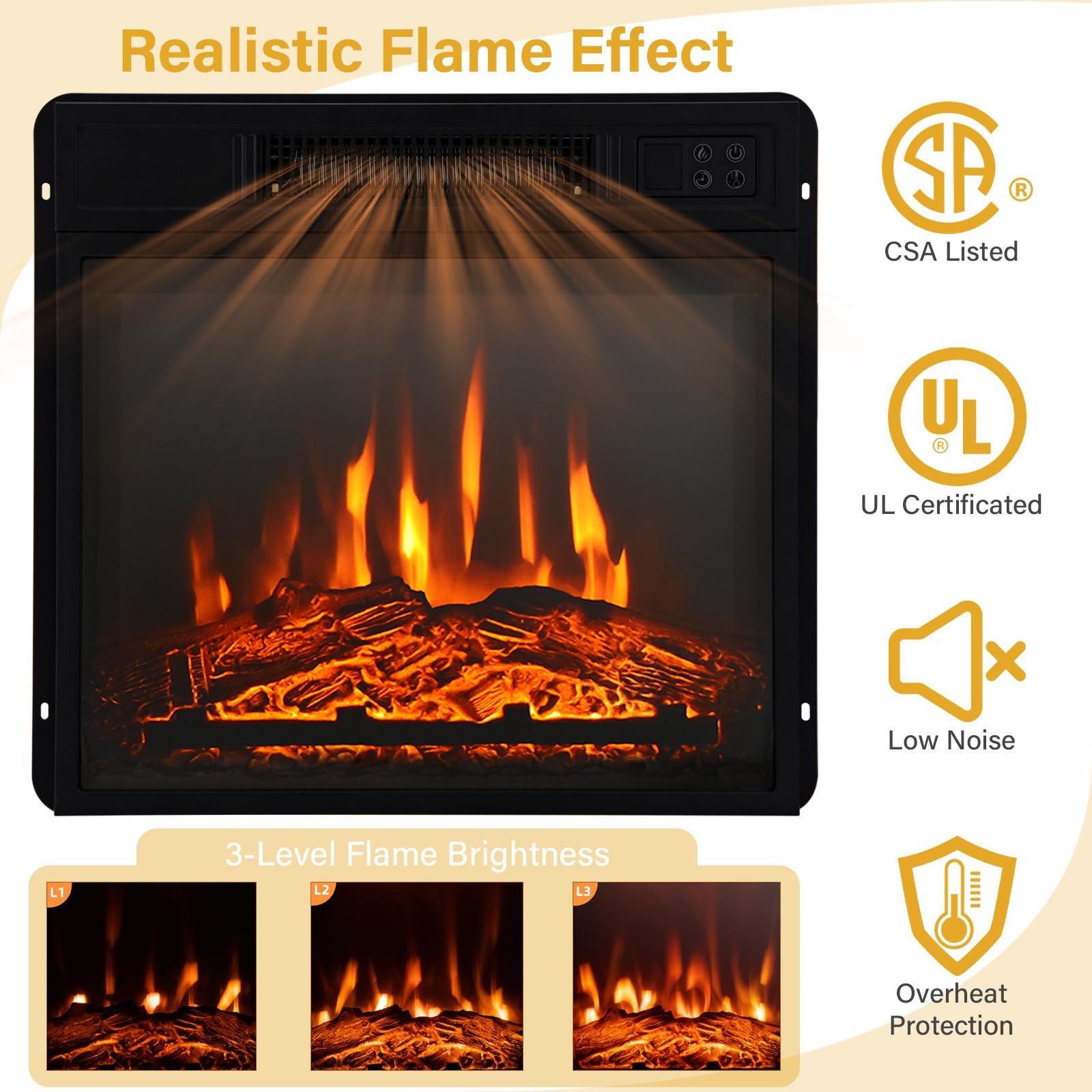 ORALNER 32” Electric Fireplace with Mantel, Package Wooden Firebox Surround Freestanding Fireplace Insert Heater w/ 3 Flame Effects, Remote & 6H Timer, Overheat Protection, 1400W (White)