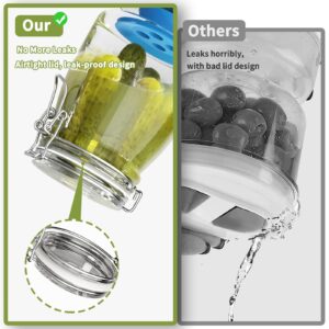 77L Upgrade Pickle Jar with Strainer Flip, 100 Percent Airtight and Leak Proof Glass Hourglass Pickle Juice Separator Jar for Olive and Jalapenos, 1300ML Pickle Container for Pickling and Storing