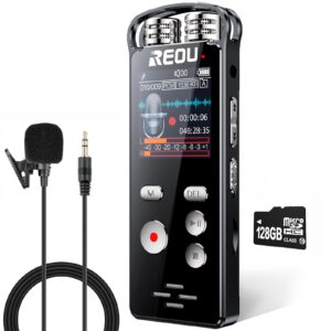 128gb digital voice recorder with playback, 9868 hours sound audio recorder dictaphone recording device with microphone,usb-c, transcriber,audio recorder device, portable field recorder for lectures