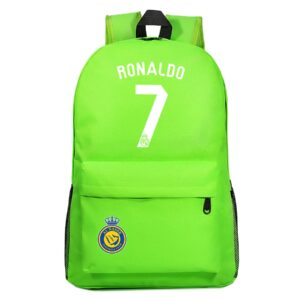 papama college backpack al nassr fc bookbag-cristiano ronaldo wearproof rucksack-casual travel bag with padded straps