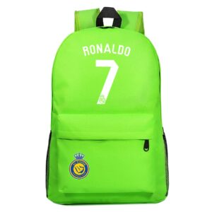 PaPama College Backpack Al Nassr FC Bookbag-Cristiano Ronaldo Wearproof Rucksack-Casual Travel Bag with Padded Straps