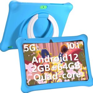 SGIN Tablet for Kids, 2GB RAM 64GB ROM, 10 Inch Android 12 Kids Tablet with Case with Parental Control APP, Dual Camera, WiFi, Educational Games，iWawa Pre Installed （Sky Blue）