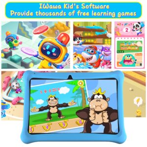 SGIN Tablet for Kids, 2GB RAM 64GB ROM, 10 Inch Android 12 Kids Tablet with Case with Parental Control APP, Dual Camera, WiFi, Educational Games，iWawa Pre Installed （Sky Blue）