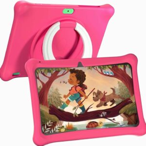 SGIN Tablet for Kids 2GB RAM 64GB ROM, 10 Inch Android 12 Kids Tablet with Case with Parental Control APP, Dual Camera, WiFi, Educational Games，iWawa Pre Installed （Pink）