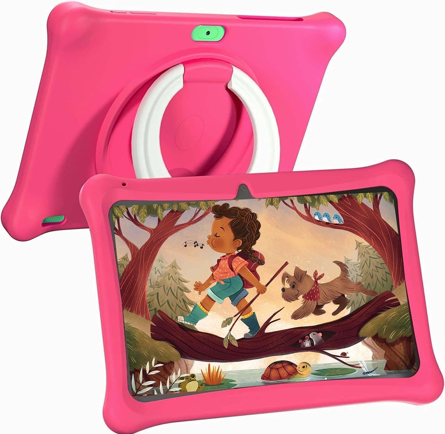 SGIN Tablet for Kids 2GB RAM 64GB ROM, 10 Inch Android 12 Kids Tablet with Case with Parental Control APP, Dual Camera, WiFi, Educational Games，iWawa Pre Installed （Pink）