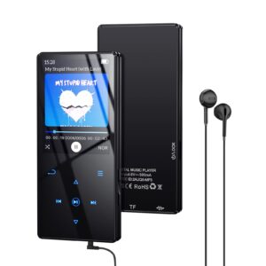 yottix 64gb mp3 player with boosted bluetooth 5.0, music player features hd speaker, 2.4" screen, touch buttons, expandable sd card slot, supports fm radio, voice recording, e-book, and more