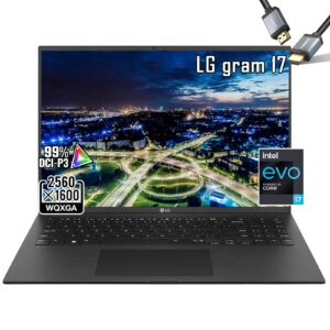 lg gram 17 2023 business laptop - intel evo 13th gen i7-1360p - windows11 pro - 17inch wqxga ips display dci-p3 99% - backlit keyboard - thunderbolt4 - wi-fi 6e - hdmi cable (16gb ram |1tb ssd)