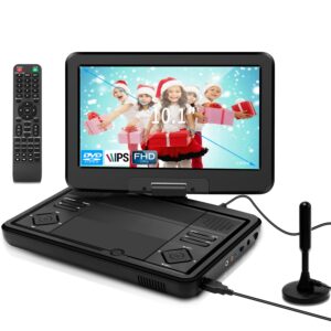 feihe 10.1" portable tv/dvd player - fhd ips swivel led screen, digital tuner/hdmi/usb/av, region-free, built-in battery, high volume speakers - perfect for car/travel