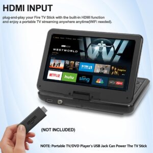 Feihe 10.1" Portable TV/DVD Player - FHD IPS Swivel LED Screen, Digital Tuner/HDMI/USB/AV, Region-Free, Built-in Battery, High Volume Speakers - Perfect for Car/Travel