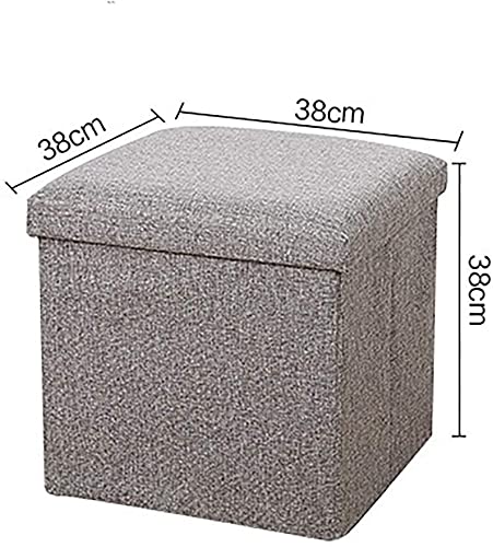 Footstool Storage,Cube Foot Rest Stools,Foldable Storage Boxes Footrest Step Stool,Folding Linen Storage -Table Seat Tray Top Coffee Table,Grey (Grey) (A