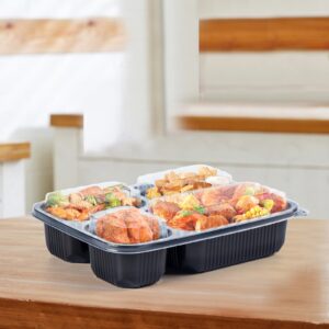 EKOSAVOR Meal Prep Container, 4 Compartment 40 Pack 34oz - Reusable Bento Boxes for Food Storage and Portion Control - To Go Containers for Meal Planning - BPA Free Microwave and Freezer Safe