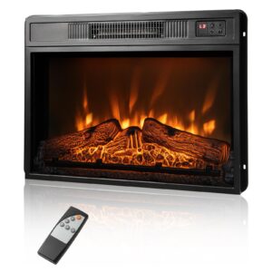 oralner electric fireplace insert 23 inch, recessed fireplace heater w/ 3 led flame effects, remote control & 6h timer, overheat protection, indoor fireplace insert for tv stand, 1400w, black