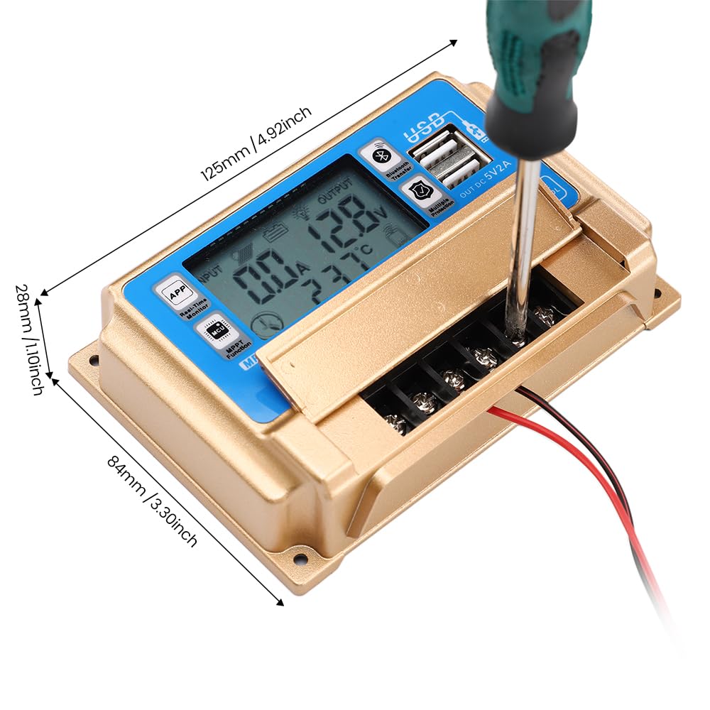 SUNYIMA 60A MPPT Solar Charge Controller 12v/24v Current Auto Focus MPPT Tracking Charge with Bluetooth LCD Display Dual USB Solar Regulator Charge Controller Multiple Load Control Modes (60A MPPT)