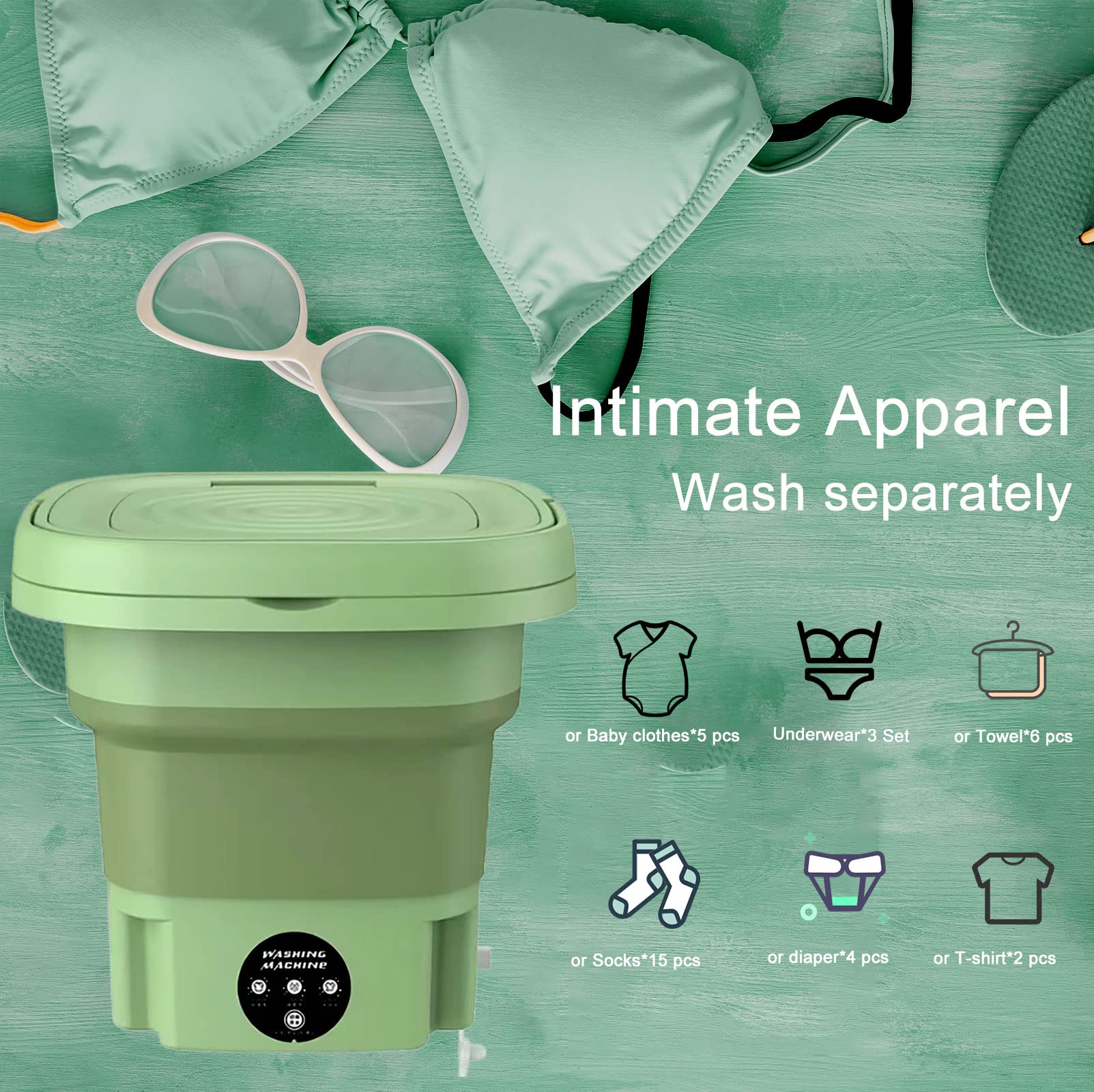 Portable Washing Machine,Mini Washer Suitable for Washing Small Pieces of Clothing, Baby Clothes,Underwear,Socks,Portable Washer Machine for Apartments, Dormitories, Camping,RV and More